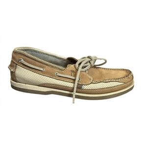 Margaritaville Tan Leather Boat Shoes Size 11